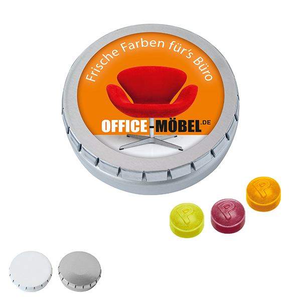 MINI-Drück-mich-Dose mit Pulmoll Pastillen, 50g MINI-Drück-mich-Dose mit Pulmoll Pastillen, 50g