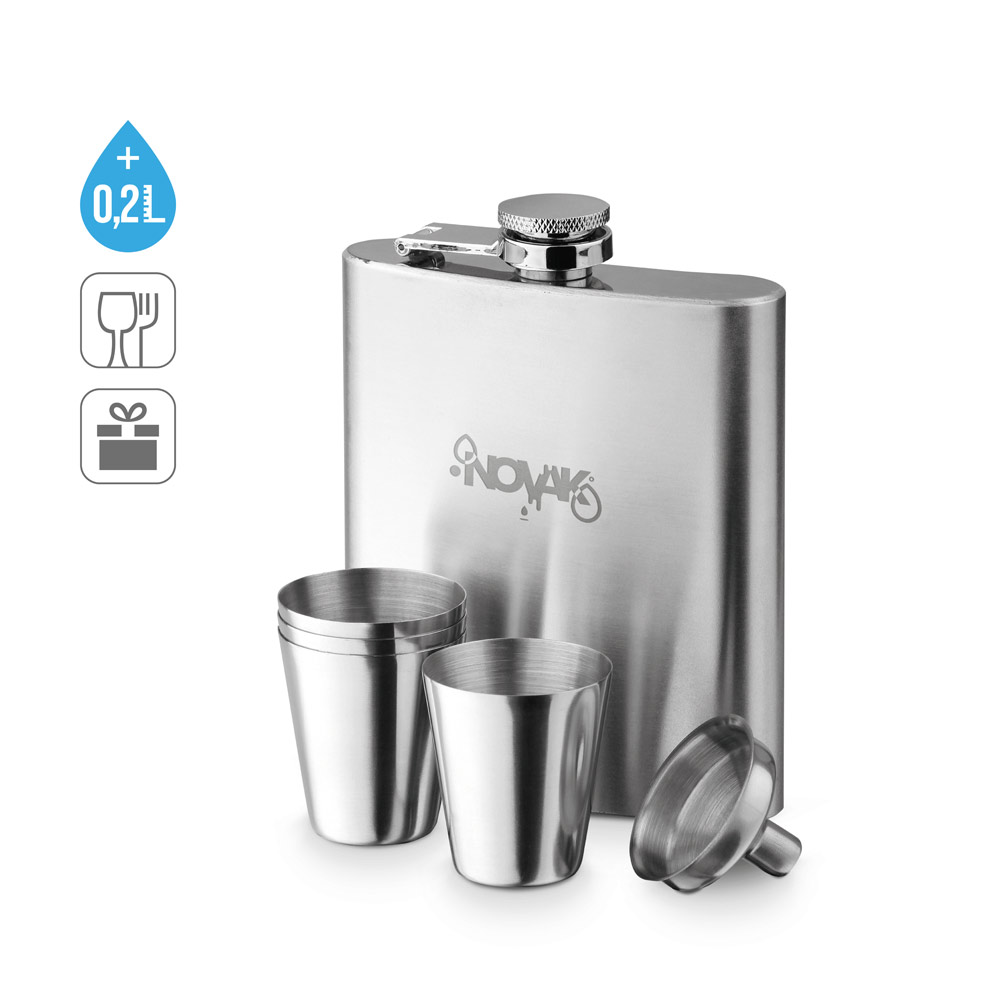 NOVAK Set aus Edelstahlflasche und Gläsern 200 mL