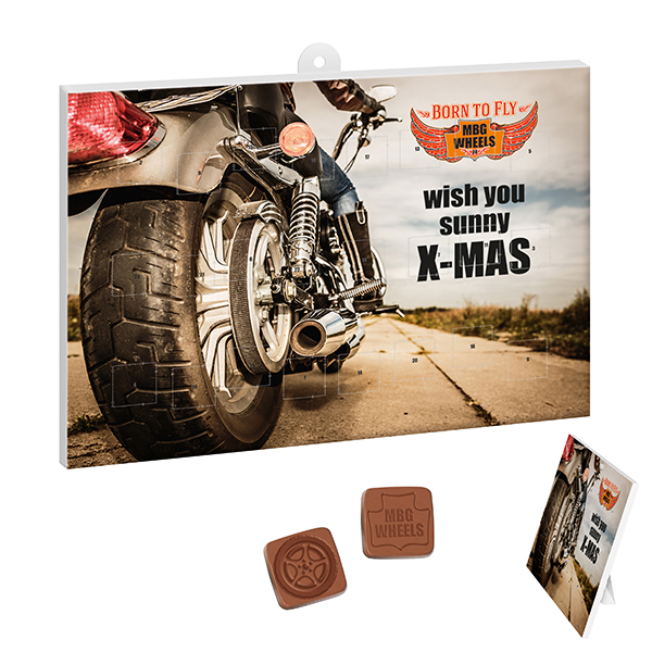 Adventskalender mit 1 – 24 personalisierten Schoko-Formen Adventskalender mit 1 – 24 personalisierten Schoko-Formen