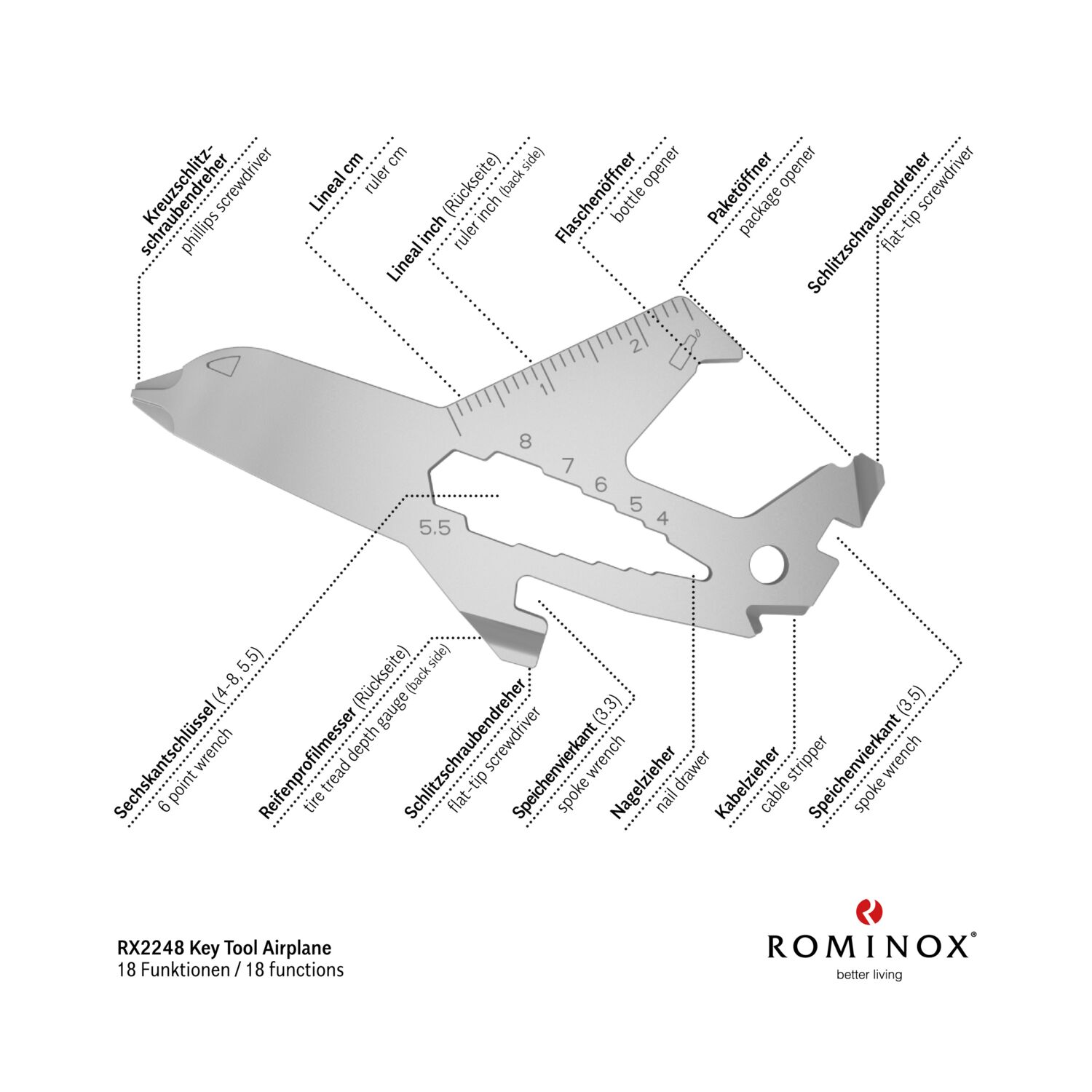 ROMINOX® Key Tool // Airplane - 19 functions (Flugzeug)