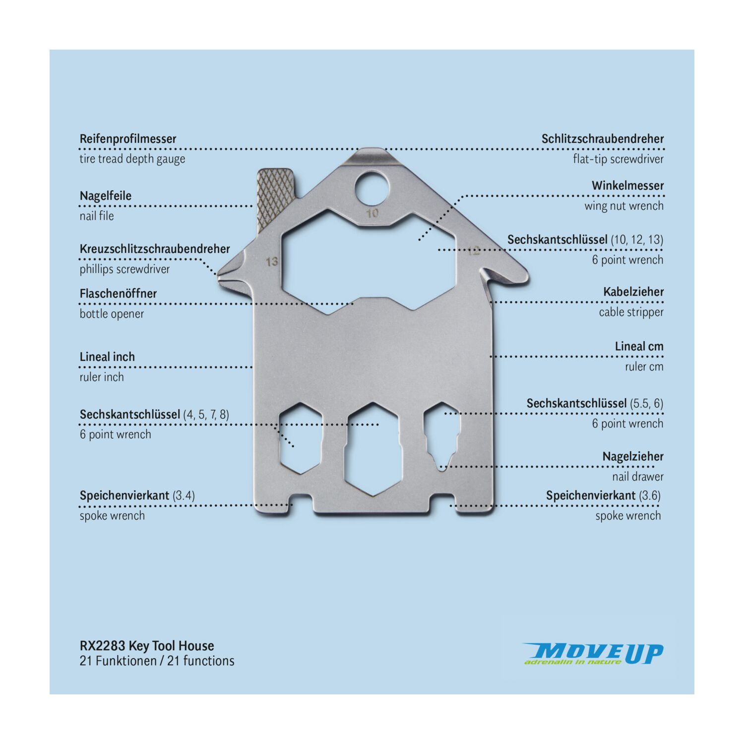 Geschenkartikel: ROMINOX® Key Tool House / Haus (21 Funktionen) im Motiv-Mäppchen Frohe Weihnachten