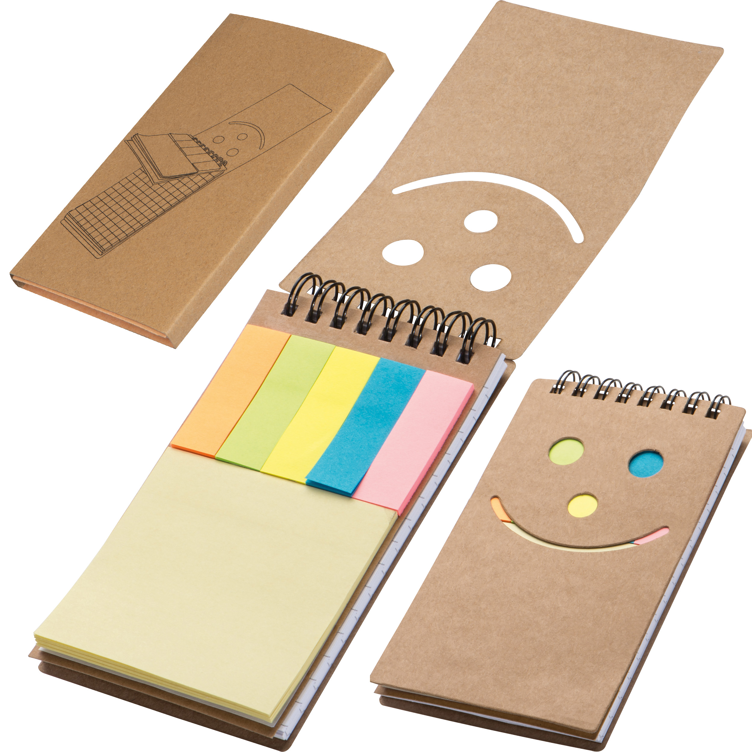 Notizblock mit Spiralbindung und einem Smile Gesicht Notizblock mit Spiralbindung und einem Smile Gesicht