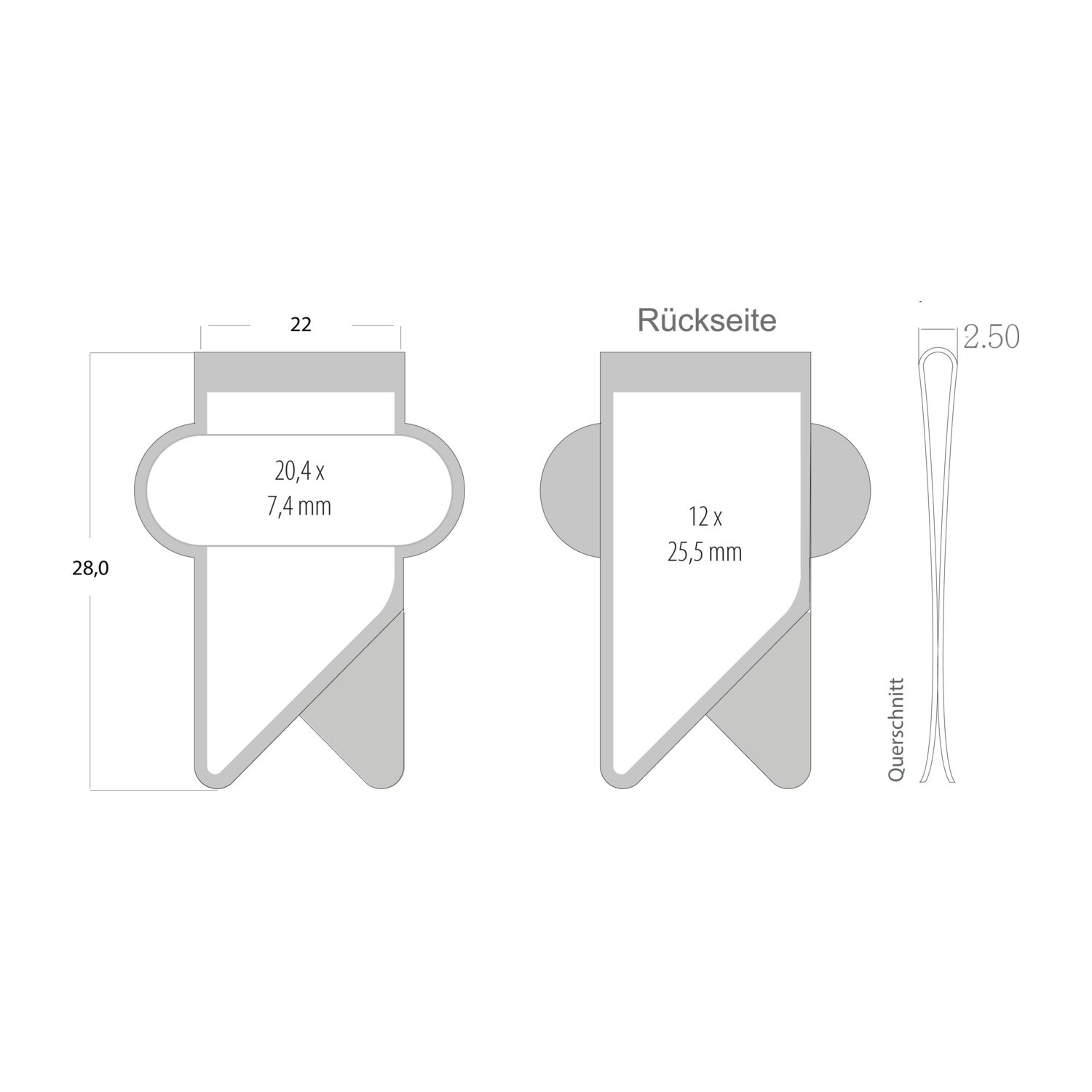 ROMINOX® Mehrweg-Büroklammer X Clip Variante B, idealer Mailingartikel für Dokumente, bis zu 12 Seiten Klemmkraft