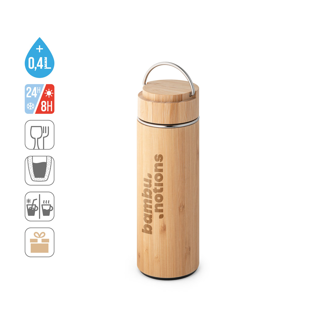SOW Thermoskanne aus Bambus und Edelstahl 440 ml