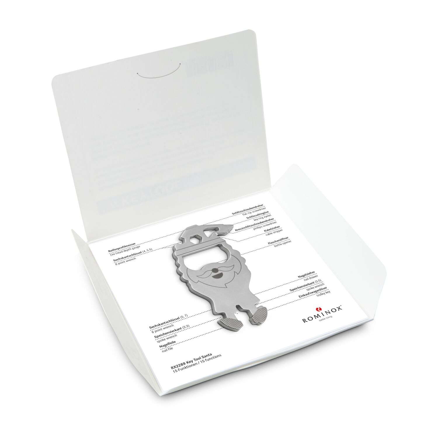 Geschenkartikel: ROMINOX® Key Tool Santa / Weihnachtsmann (16 Funktionen) im Motiv-Mäppchen Frohe Weihnachten