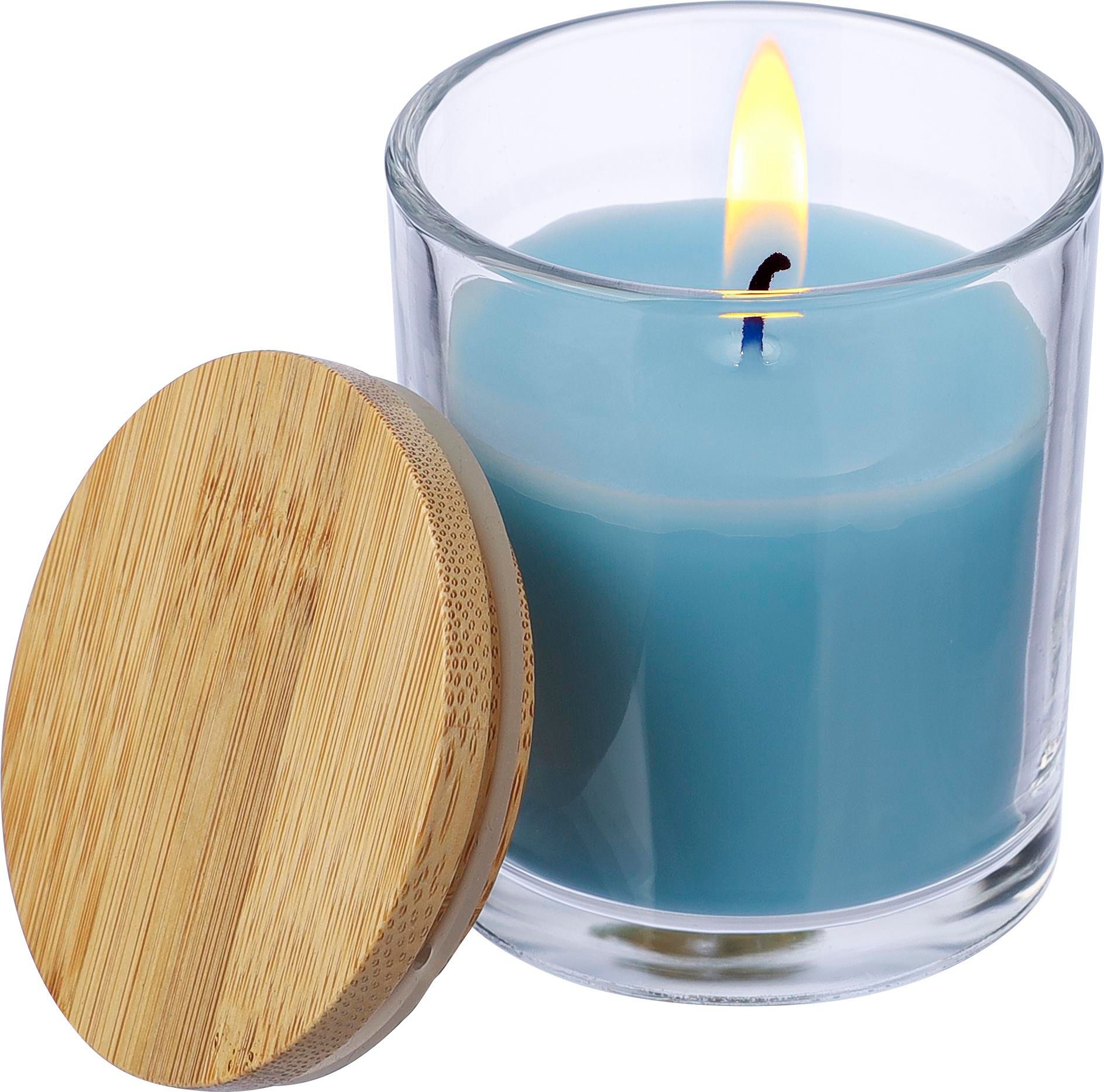 Kerze Riven | Glas mit Bambusdeckel