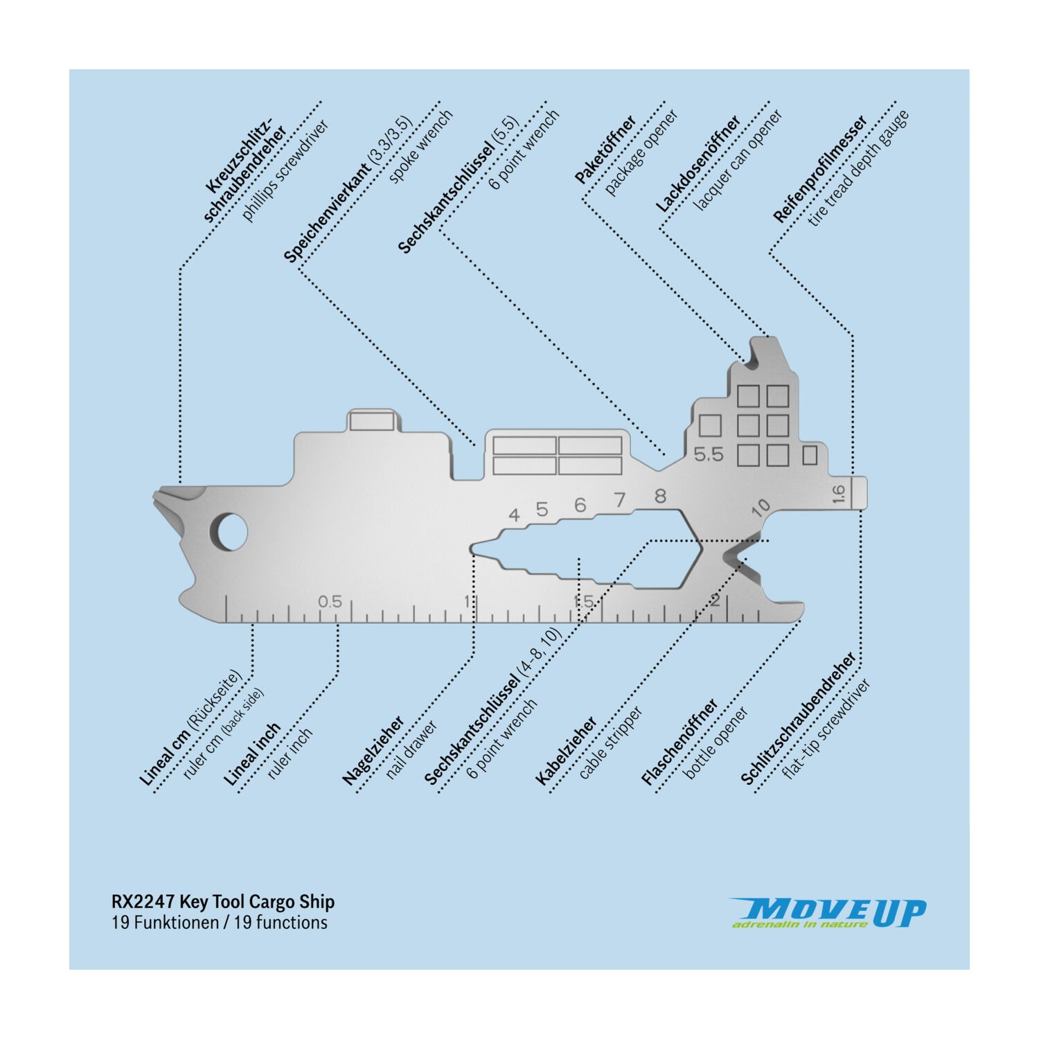 Geschenkartikel: ROMINOX® Key Tool Cargo Ship / Containerschiff (19 Funktionen) im Motiv-Mäppchen Frohe Weihnachten