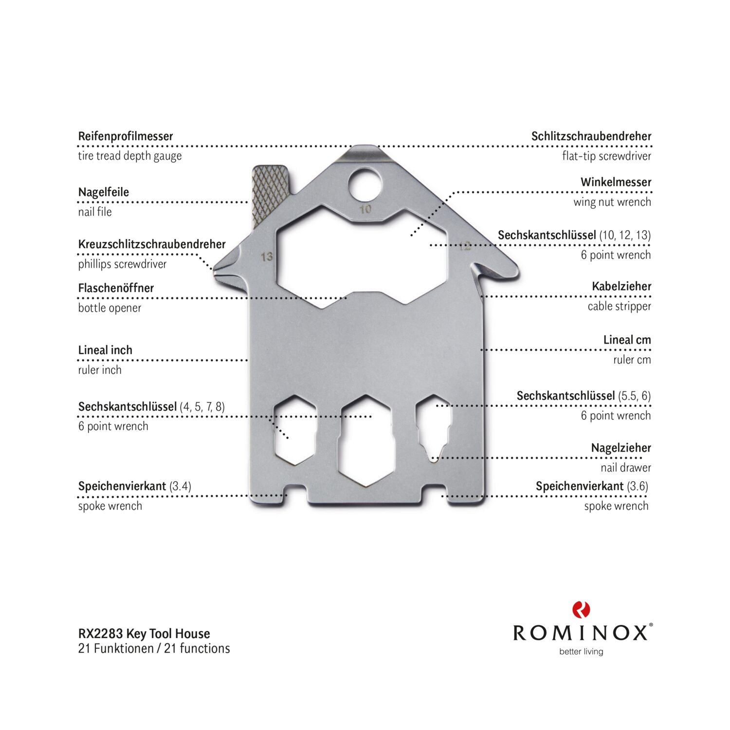 Geschenkartikel: ROMINOX® Key Tool House / Haus (21 Funktionen) im Motiv-Mäppchen Frohe Weihnachten