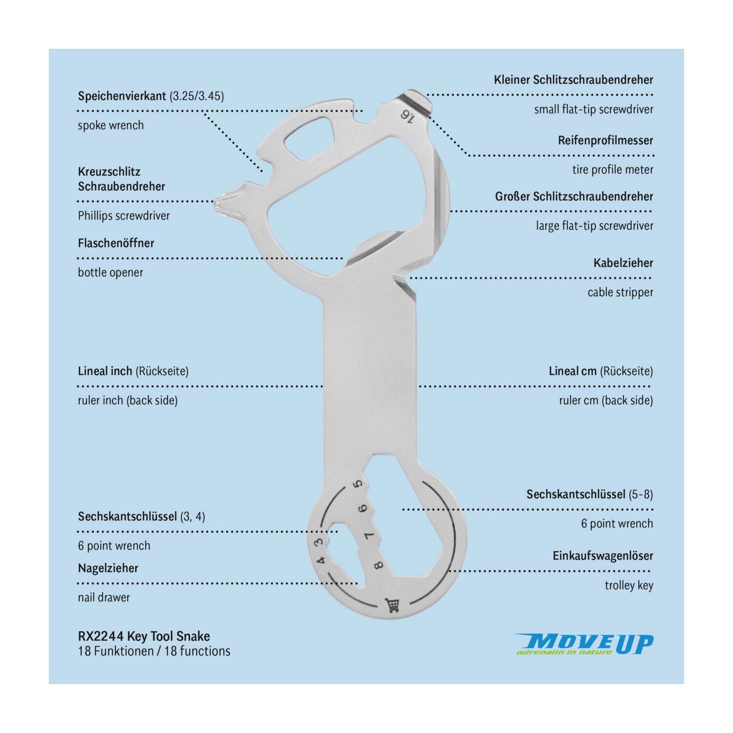 Geschenkartikel: ROMINOX® Key Tool Snake (19 Funktionen) im Motiv-Mäppchen Frohe Weihnachten