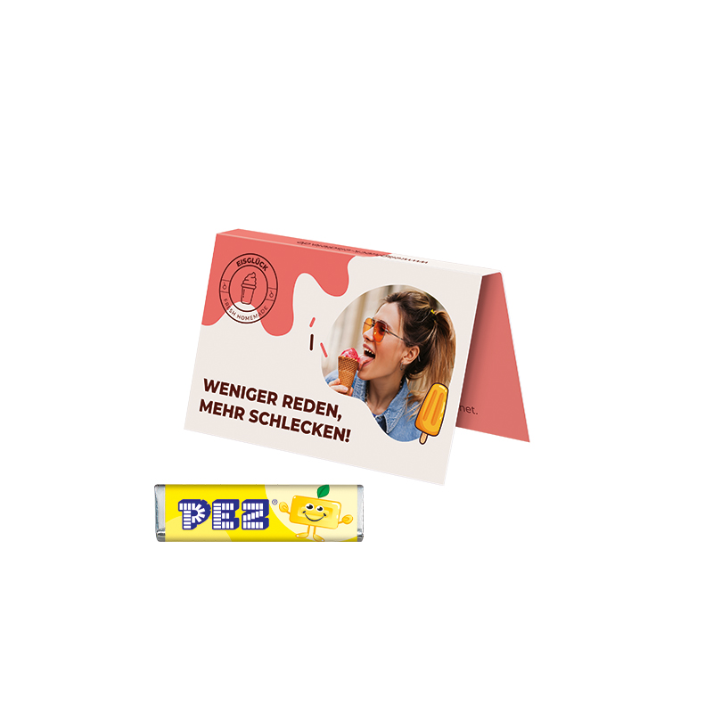 Werbekarte Visitenkartenformat, PEZ Bonbonriegel Zitrone Werbekarte Visitenkartenformat, PEZ Bonbonriegel Zitrone