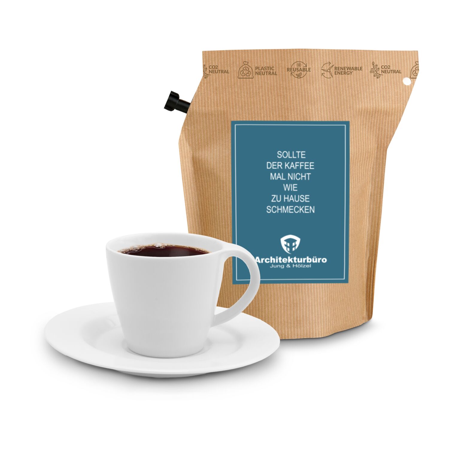 Geschenkartikel / Präsentartikel: Fußball Team Deutschland Wachmacher, wiederverwendbarer Brühbeutel mit Fairtrade Kaffee