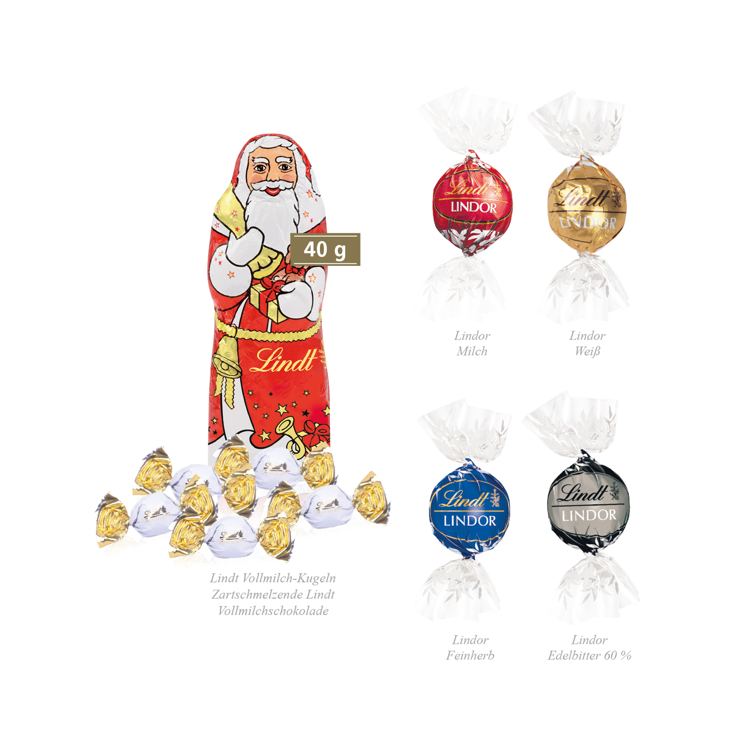 Premium-Präsent mit Lindt Weihnachtsmann "Medium“