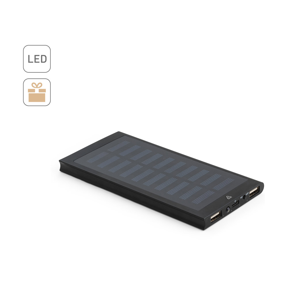 CLERK 8.000 mAh Powerbank mit Solarpanel aus 100% recyceltem Aluminium