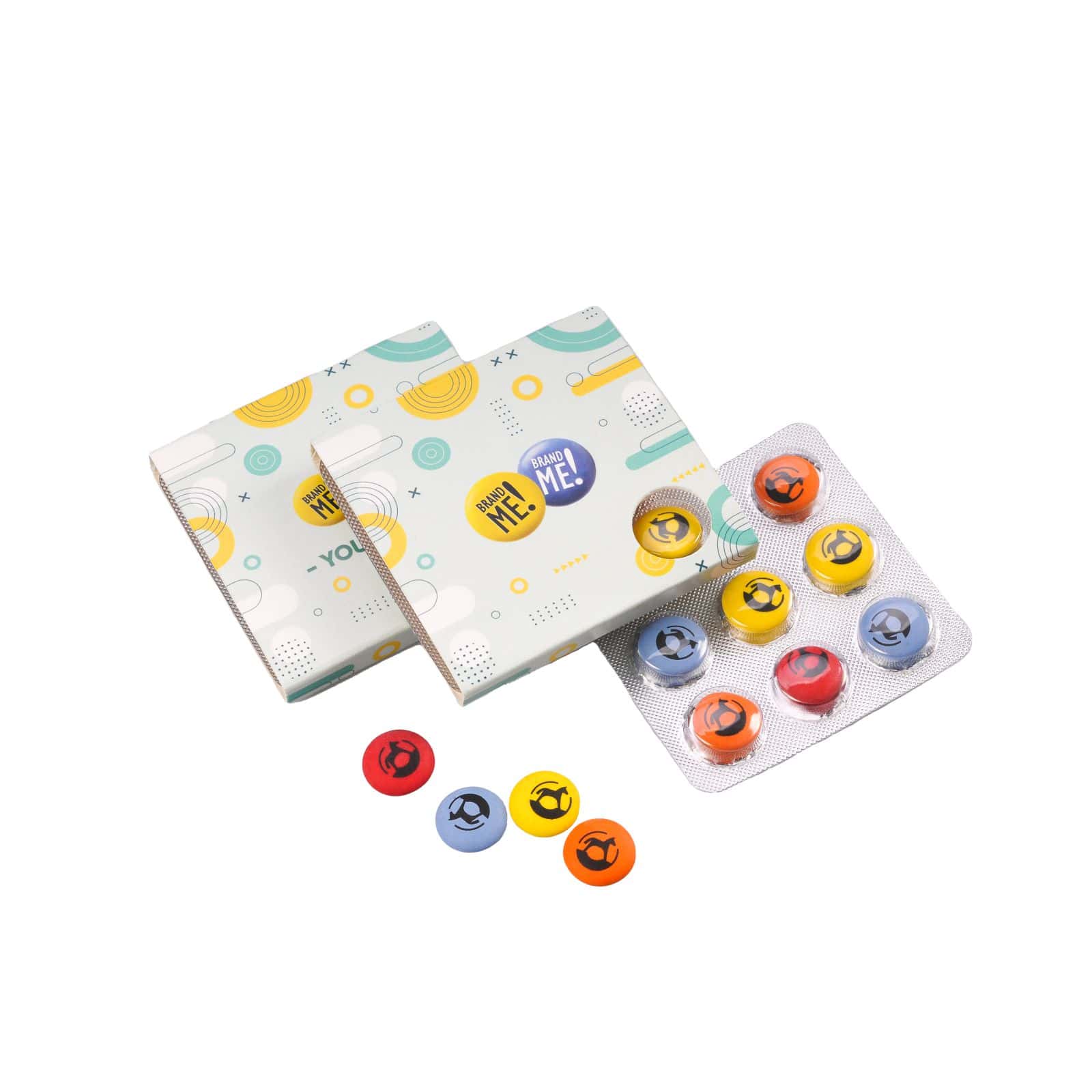 Schokoladenlinsen mit Druck Brand Me! in Blisterverpackung 9 Stück
