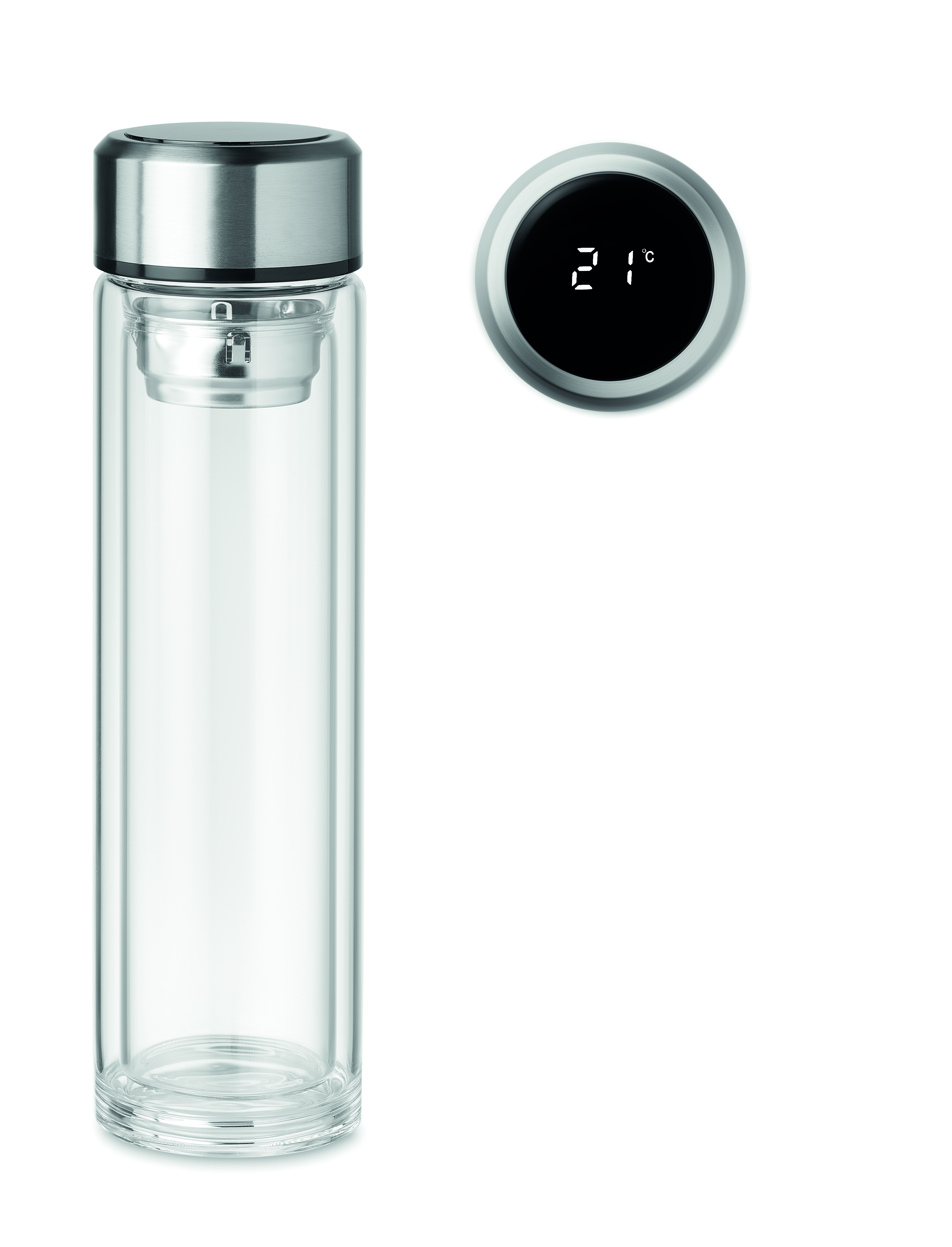 Flasche 390ml mit LED Anzeige POLE GLASS