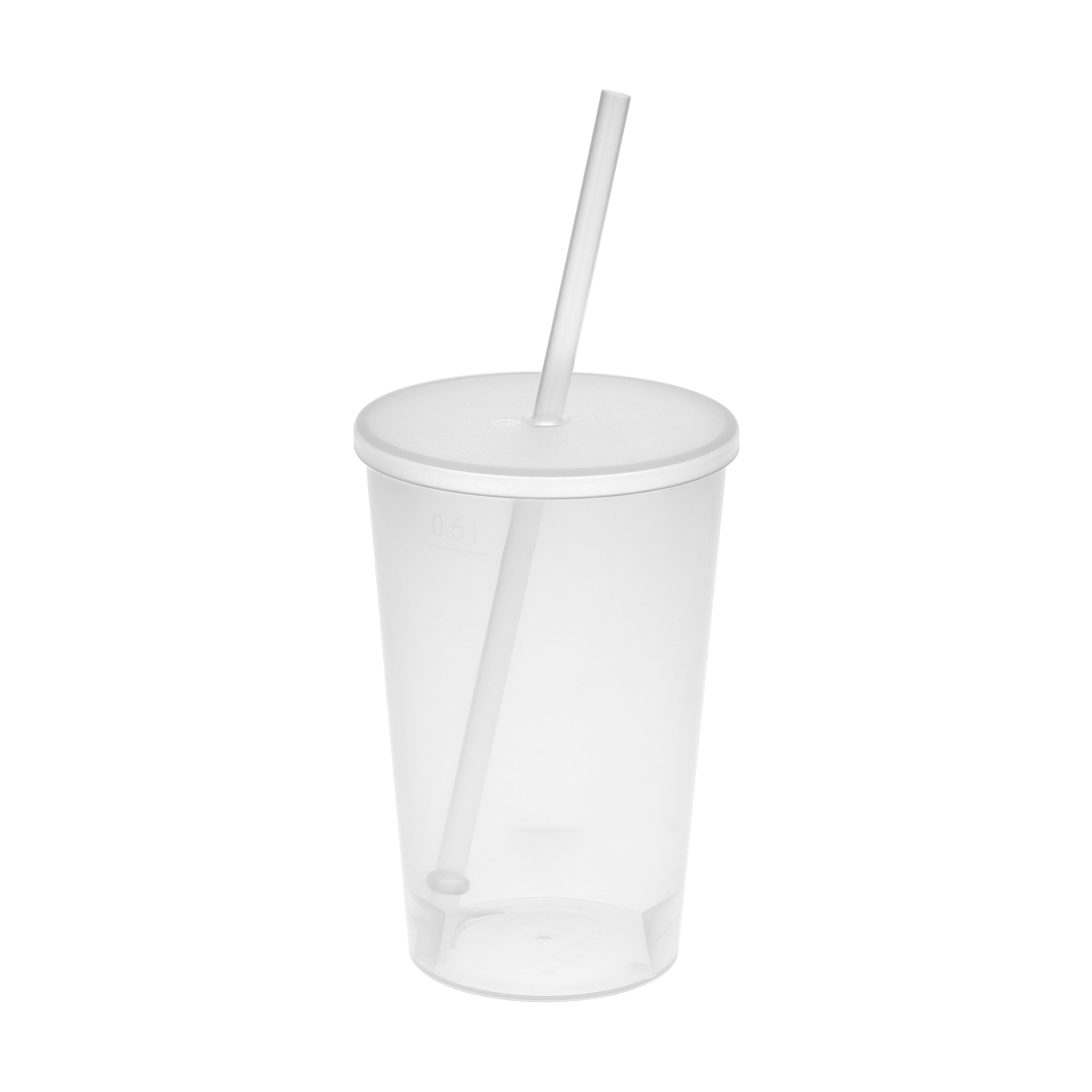 Trinkbecher "Vital", 500 ml mit Deckel und Strohhalm
