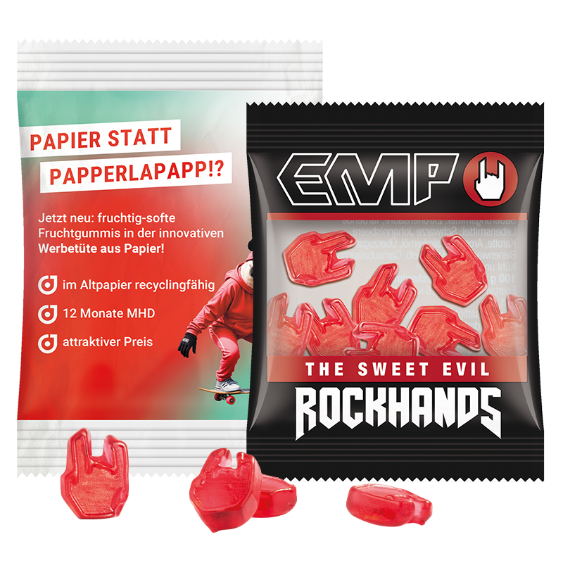 Minitüte Sonderform, 10 g, transparente kompostierbare Folie, Trolli Fruchtgummi