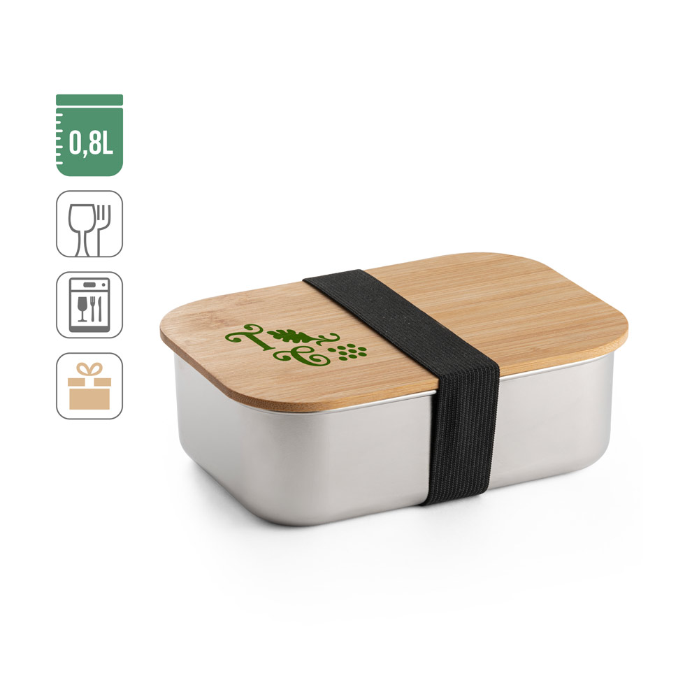 SHINO Frischhaltebox (800 mL) aus Edelstahl und Deckel aus Bambus