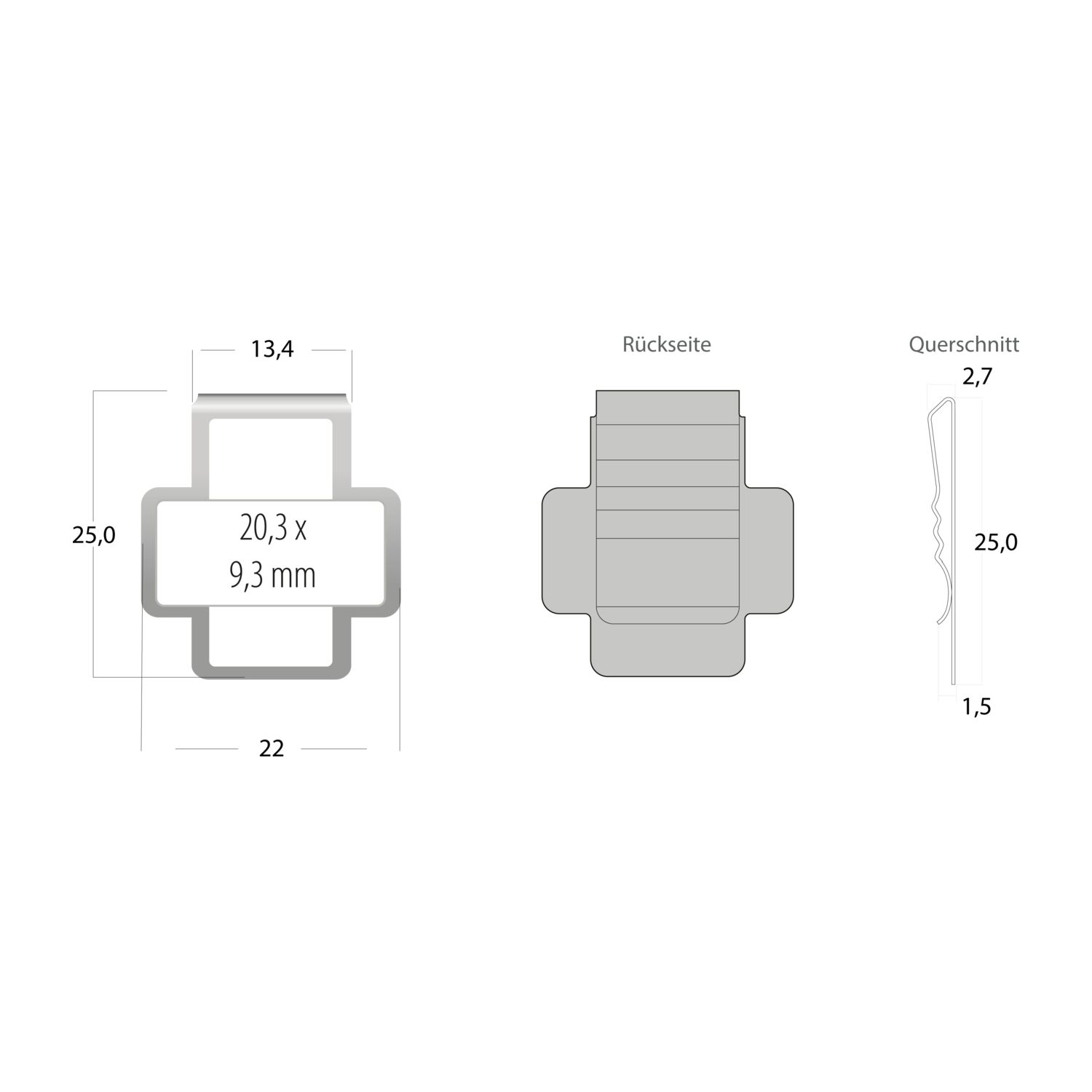 ROMINOX® Mehrweg-Büroklammer Shape Clip Variante H, idealer Mailingartikel für Dokumente, bis zu 18 Seiten Klemmkraft