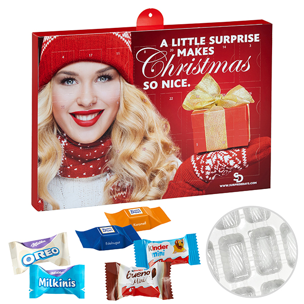 Premium Präsent-Adventskalender mit Ritter Sport Schokowürfel & Milka Favourites Mix & Kinder-Schokolade & Kinder Bueno Mix Premium Präsent-Adventskalender mit Ritter Sport Schokowürfel & Milka Favourites Mix & Kinder-Schokolade & Kinder Bueno Mix