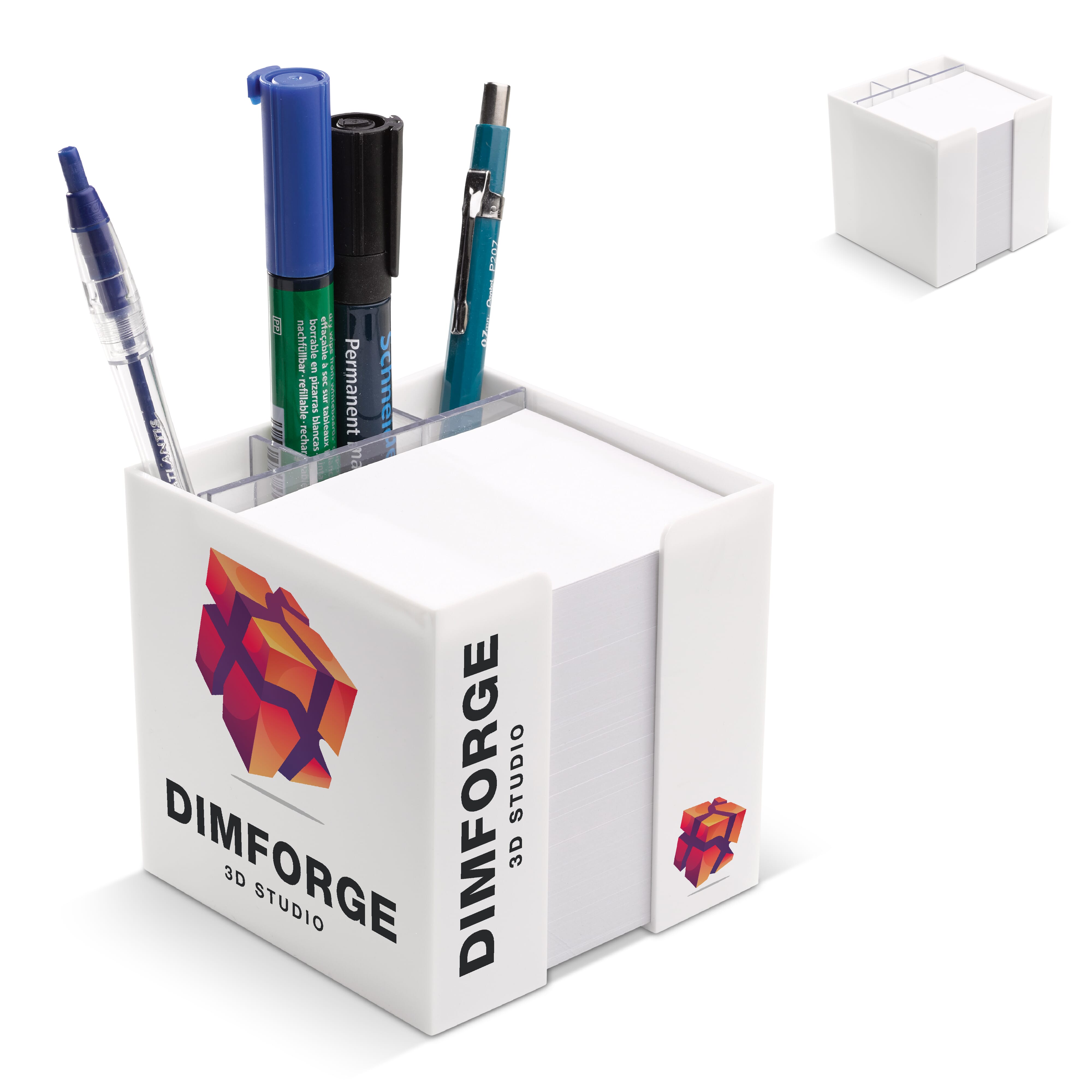 Notizzettel 10 x 10 x 10cm in Würfelbox mit Stifteköcher