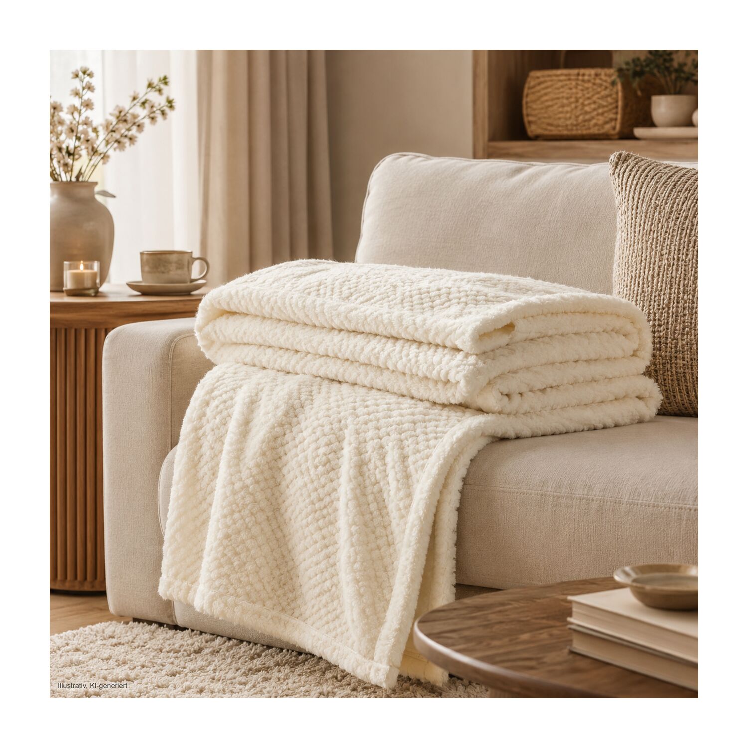 XXL Decke Feel beige - 220 x 240 cm, 275 g / m²