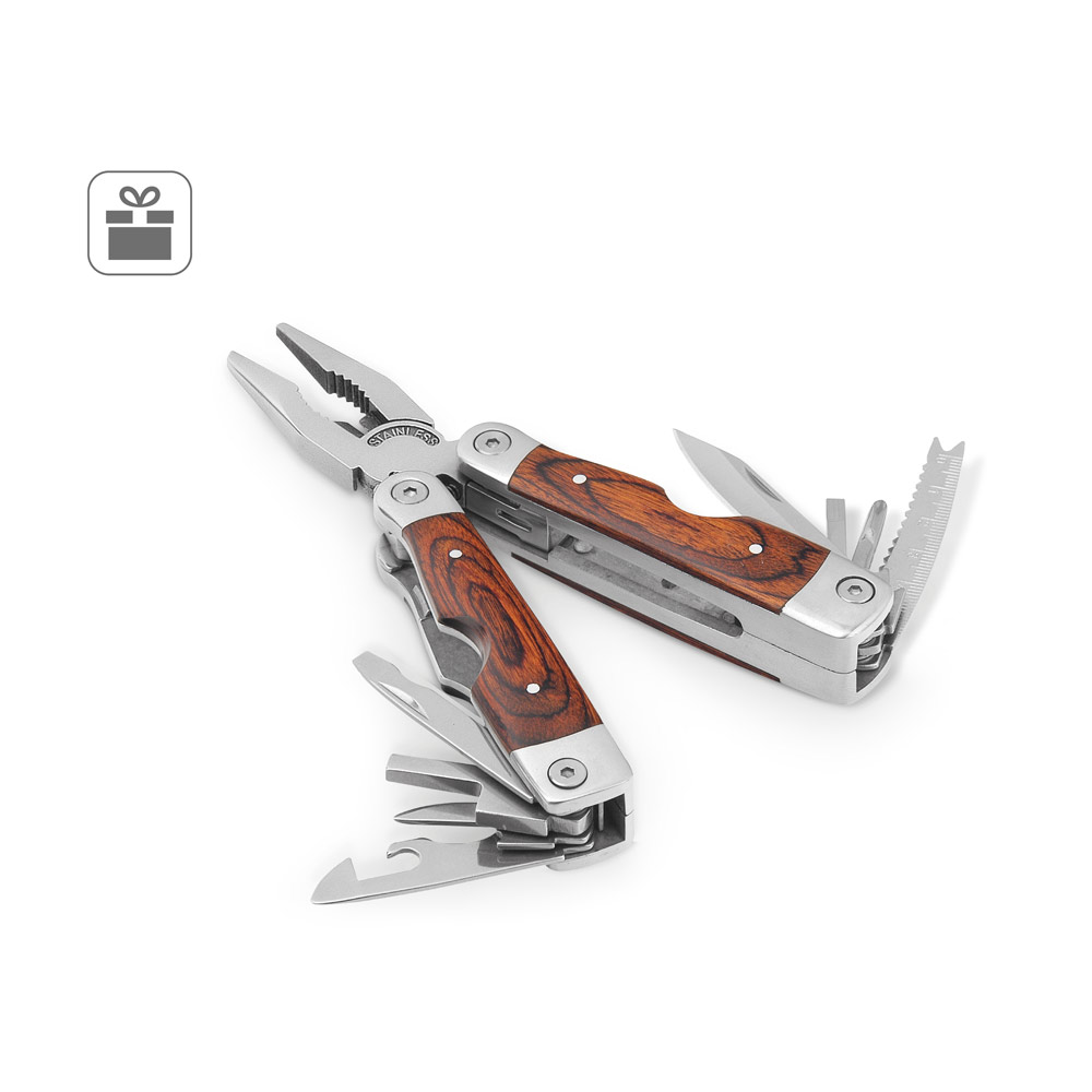 MAGNUM Multifunktionswerkzeugset aus Edelstahl mit Holzdetails