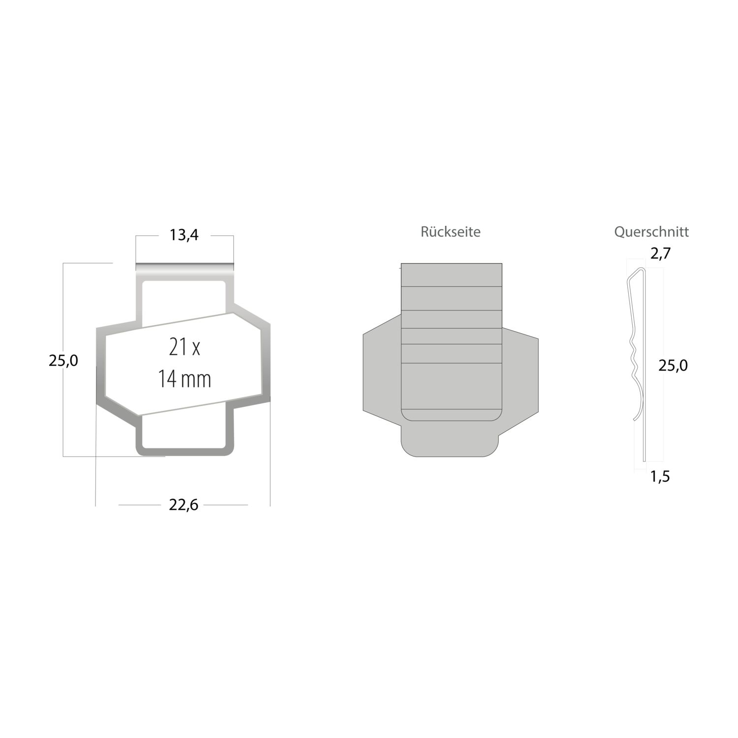 ROMINOX® Mehrweg-Büroklammer Shape Clip Variante F, idealer Mailingartikel für Dokumente, bis zu 18 Seiten Klemmkraft