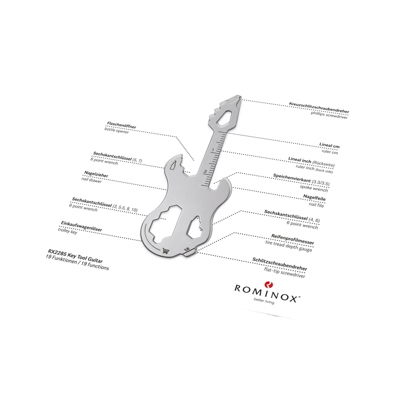 Geschenkartikel: ROMINOX® Key Tool Guitar / Gitarre (19 Funktionen) im Motiv-Mäppchen Frohe Weihnachten