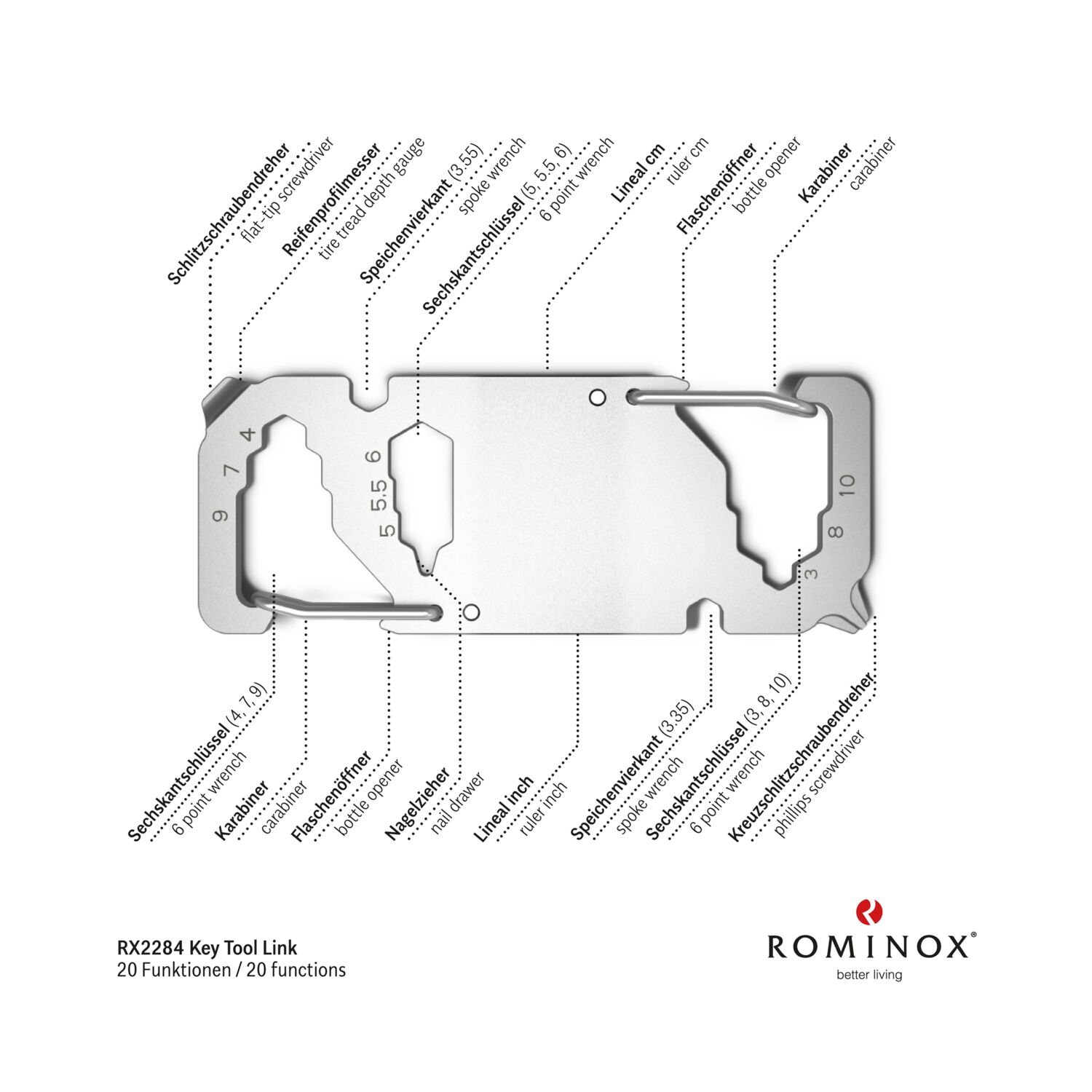 Geschenkartikel: ROMINOX® Key Tool Link (20 Funktionen) im Motiv-Mäppchen Frohe Weihnachten