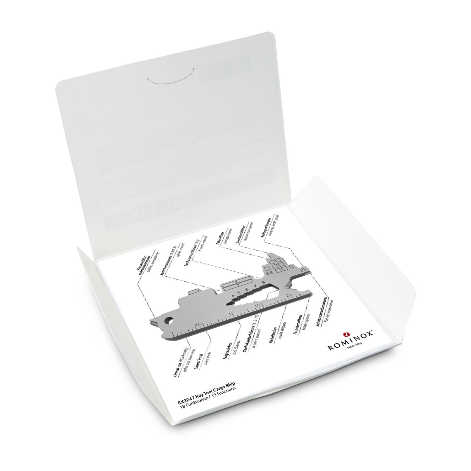Geschenkartikel: ROMINOX® Key Tool Cargo Ship / Containerschiff (19 Funktionen) im Motiv-Mäppchen Frohe Weihnachten