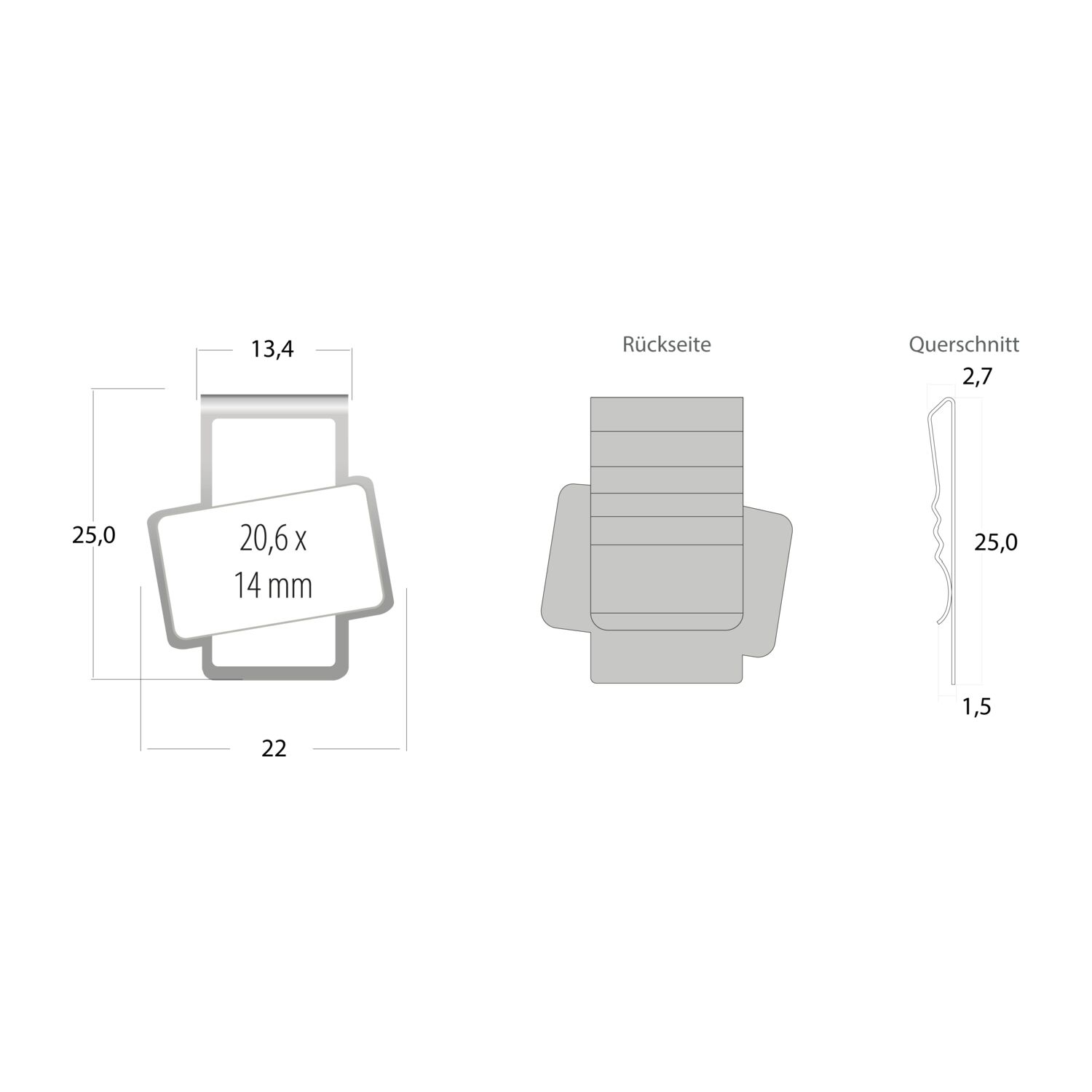 ROMINOX® Mehrweg-Büroklammer Shape Clip Variante B, idealer Mailingartikel für Dokumente, bis zu 18 Seiten Klemmkraft