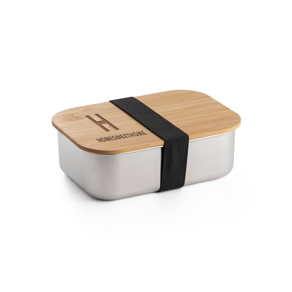 SHINO Frischhaltebox (800 mL) aus Edelstahl und Deckel aus Bambus