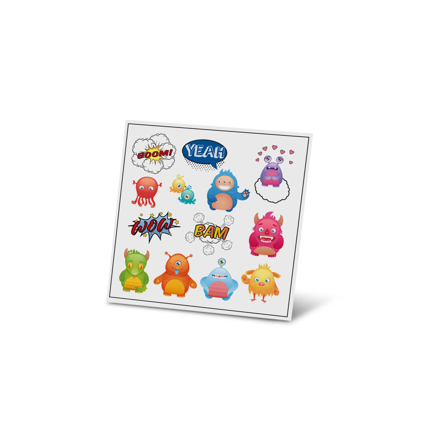 Tattoo Mäppchen Kinder mit 13 Monster-Hauttattoos für Kinder