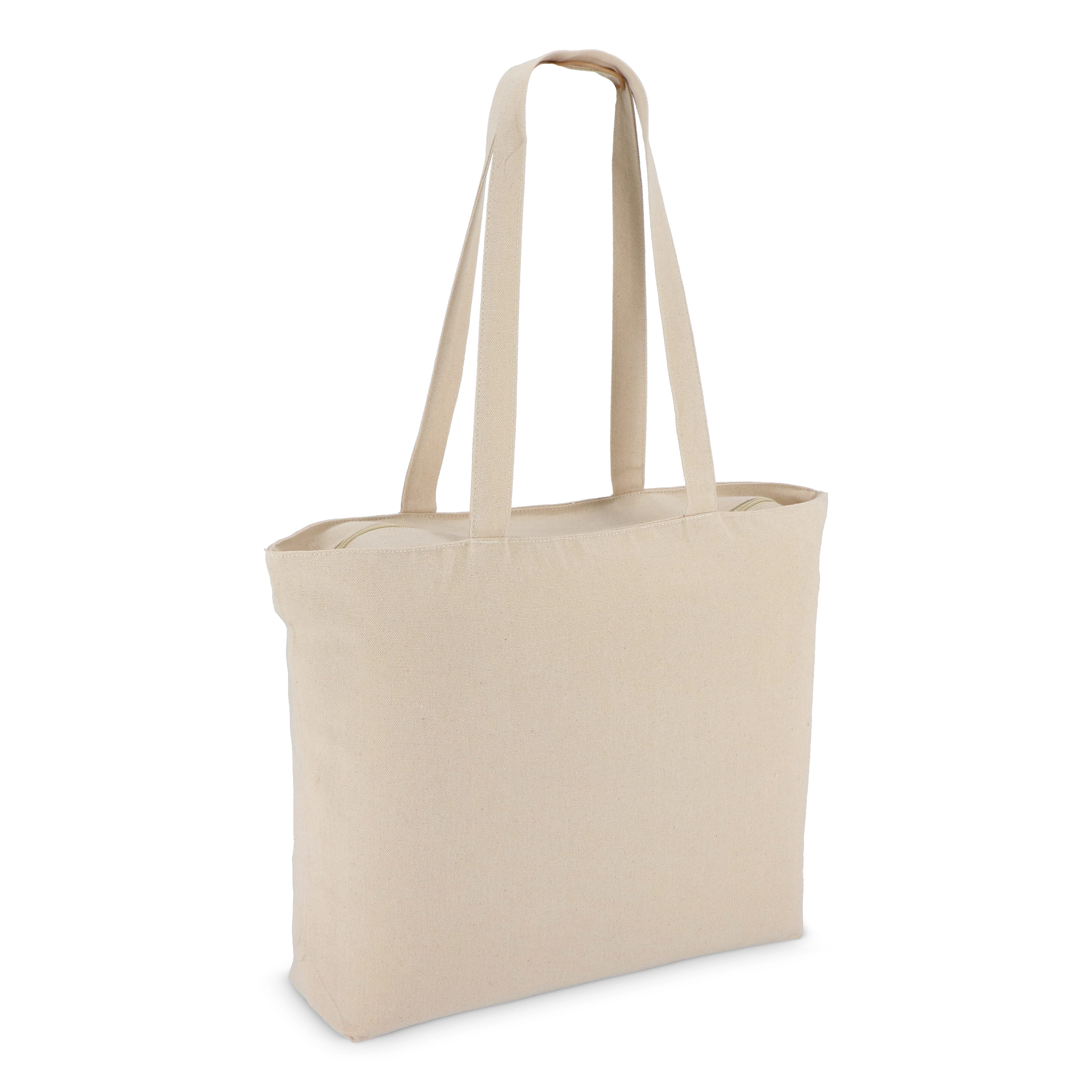 Baumwoll-Tragetasche mit Reißverschluss OEKO-TEX® 47 x 11 x 35cm 320g / m²