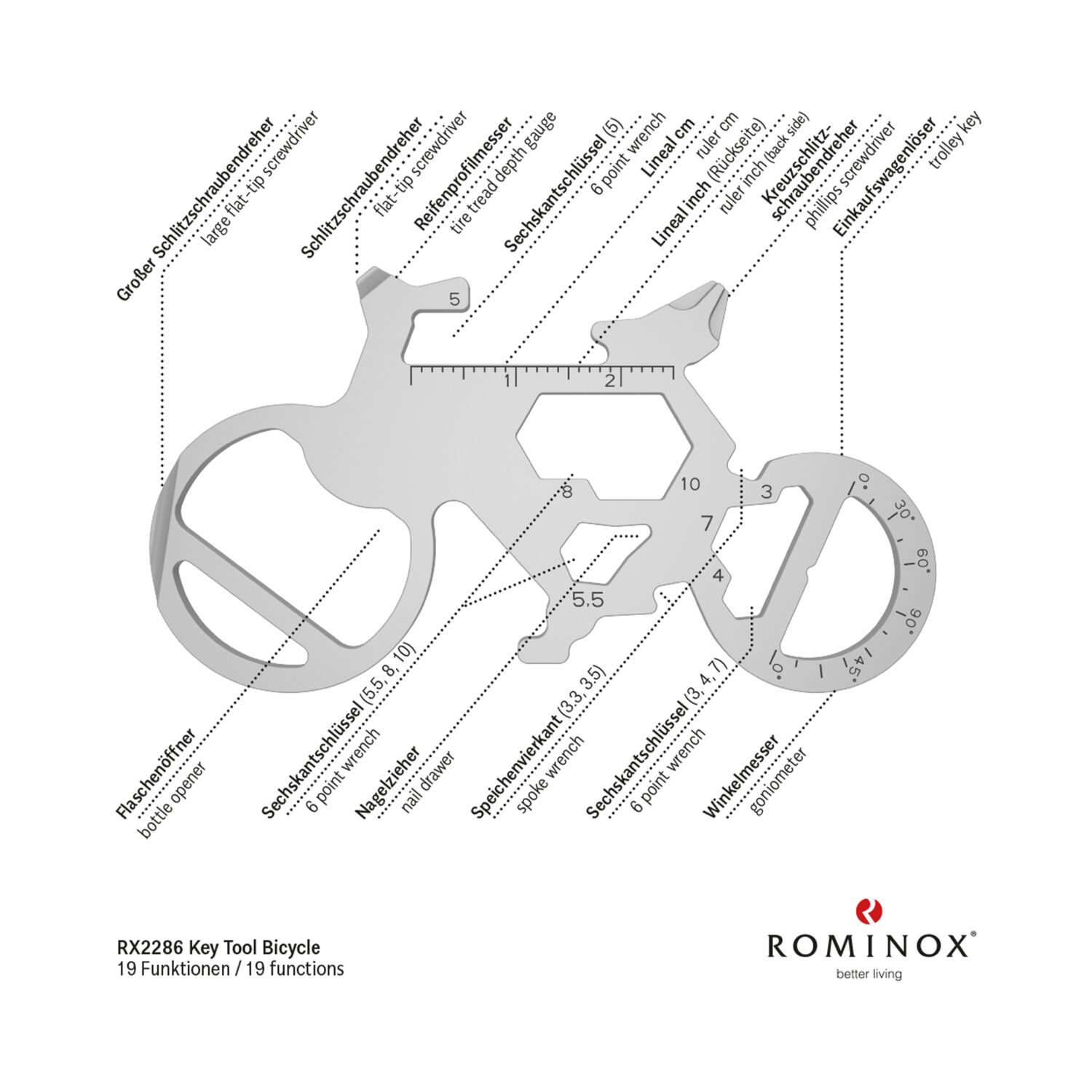 Geschenkartikel: ROMINOX® Key Tool Bicycle / Fahrrad (19 Funktionen) im Motiv-Mäppchen Frohe Weihnachten
