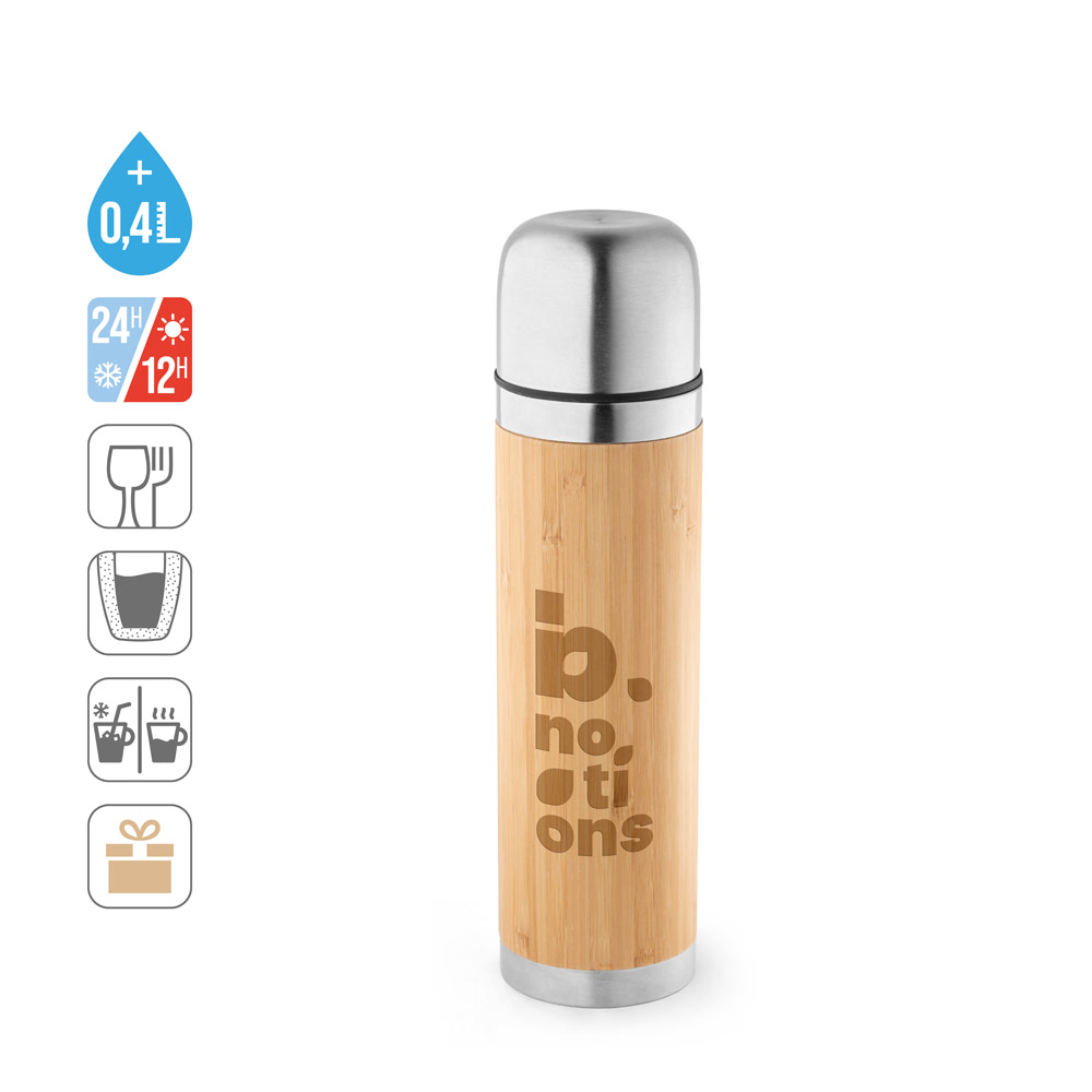 CEYLON Thermoskanne aus Bambus und Edelstahl 450 ml