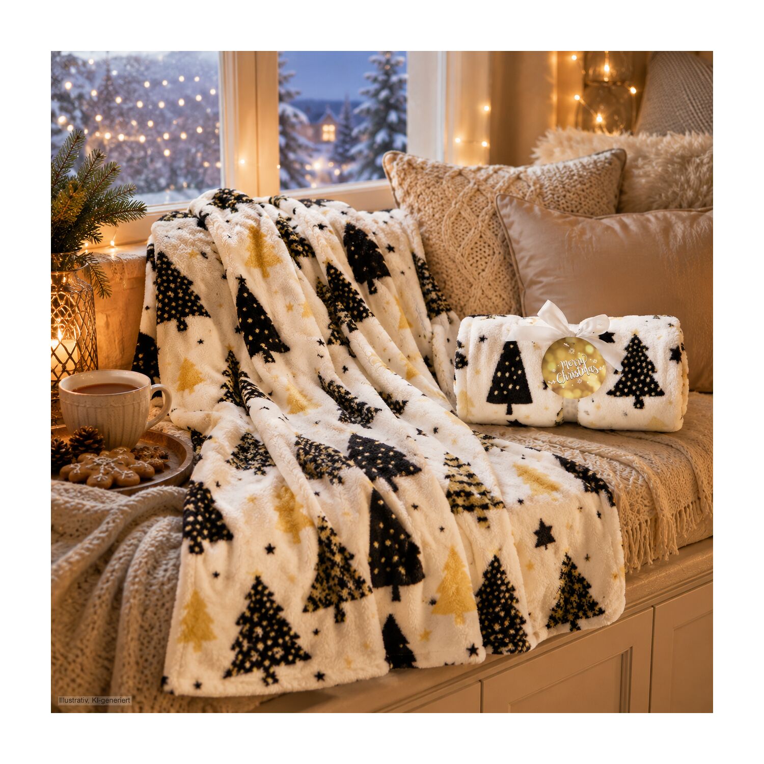 Kuscheldecke Merry Christmas - 120 x 150 cm, 190 g / m²