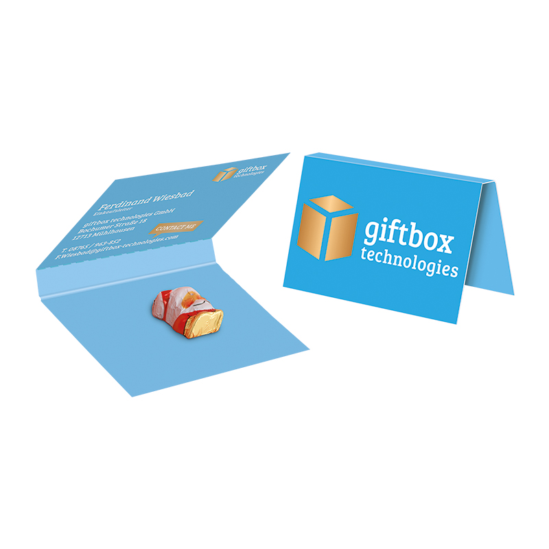 Werbekarte Visitenkartenformat, Mini-Schoko Weihnachtsmann