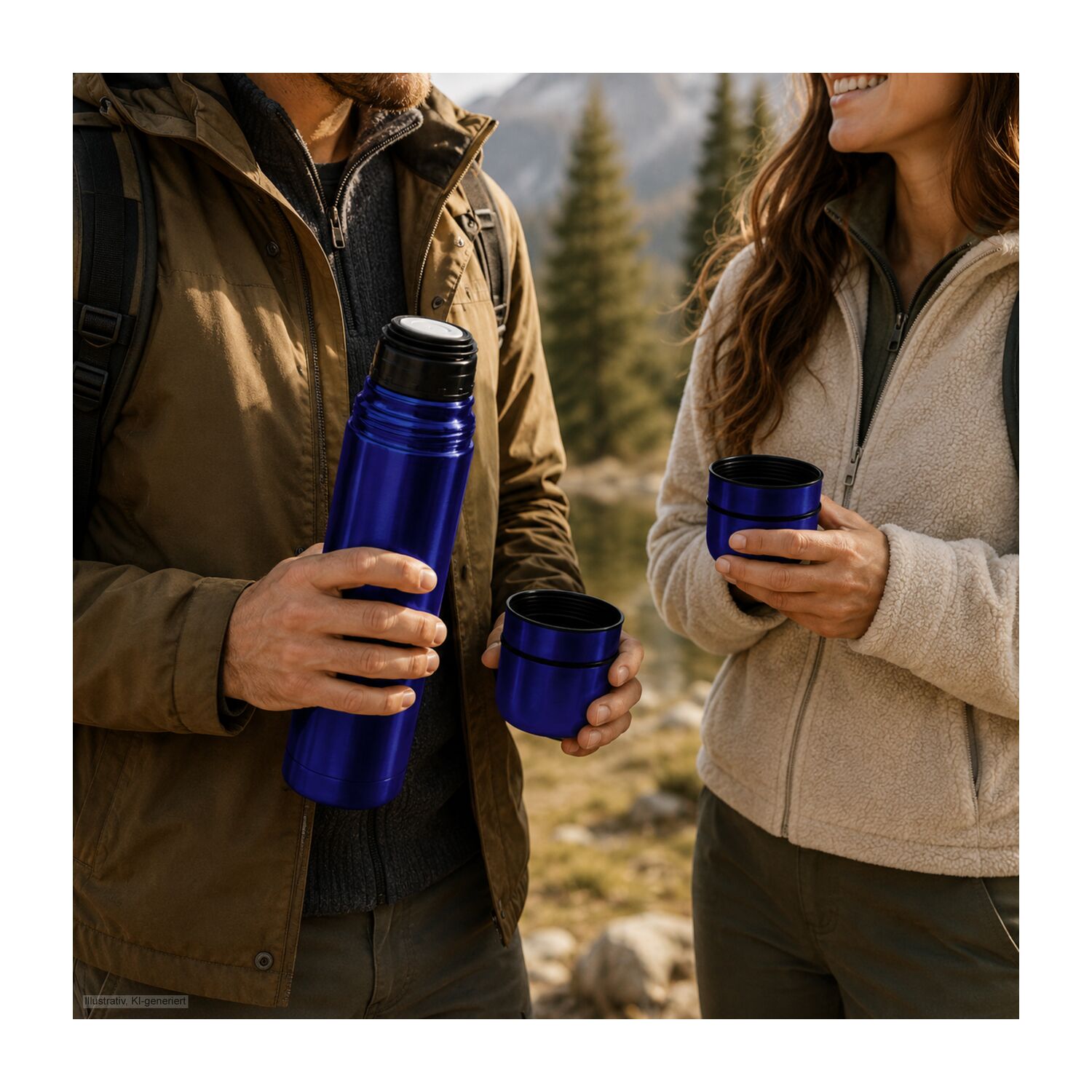 ROMINOX® Isolierkanne // Cup in Cup - mit 2 Deckeln - Silber