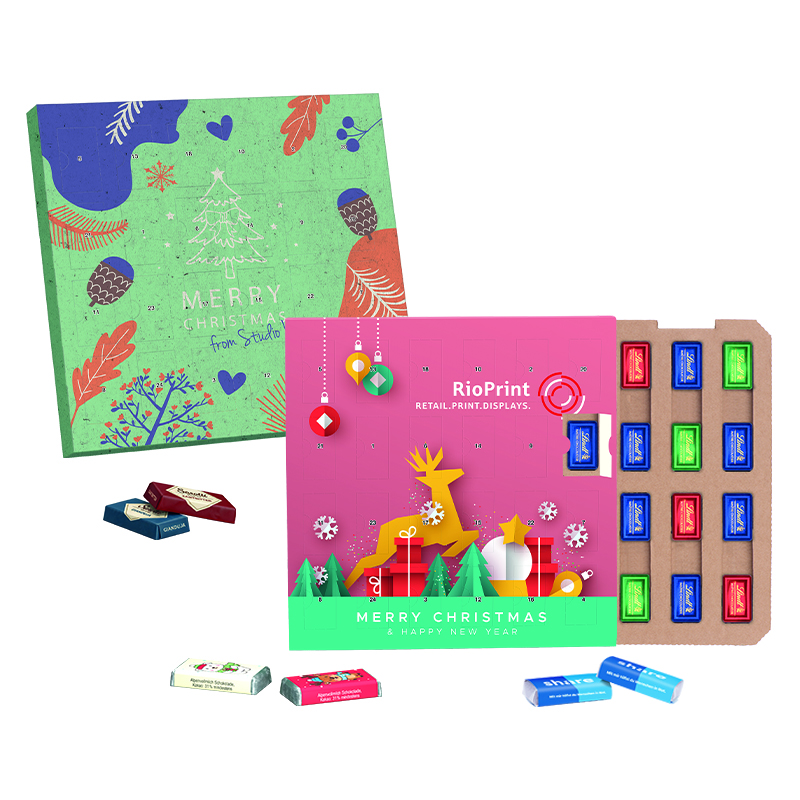 Täfelchen Adventskalender ECO, Papierblister, Lindt Schokotäfelchen
