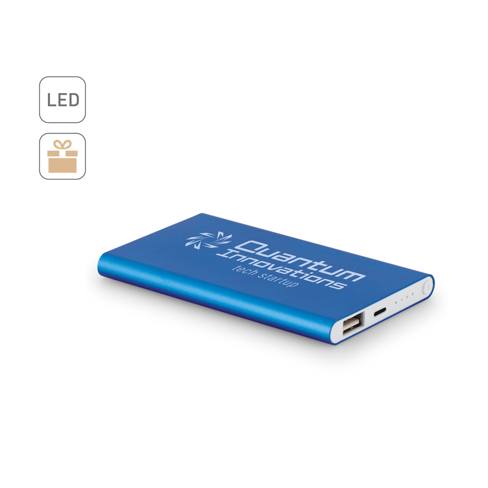 MARCET Powerbank Slim 4.000 mAh aus 70 % recyceltes ABS (70% rABS) und 30 % recyceltes Aluminium (30% rAL)