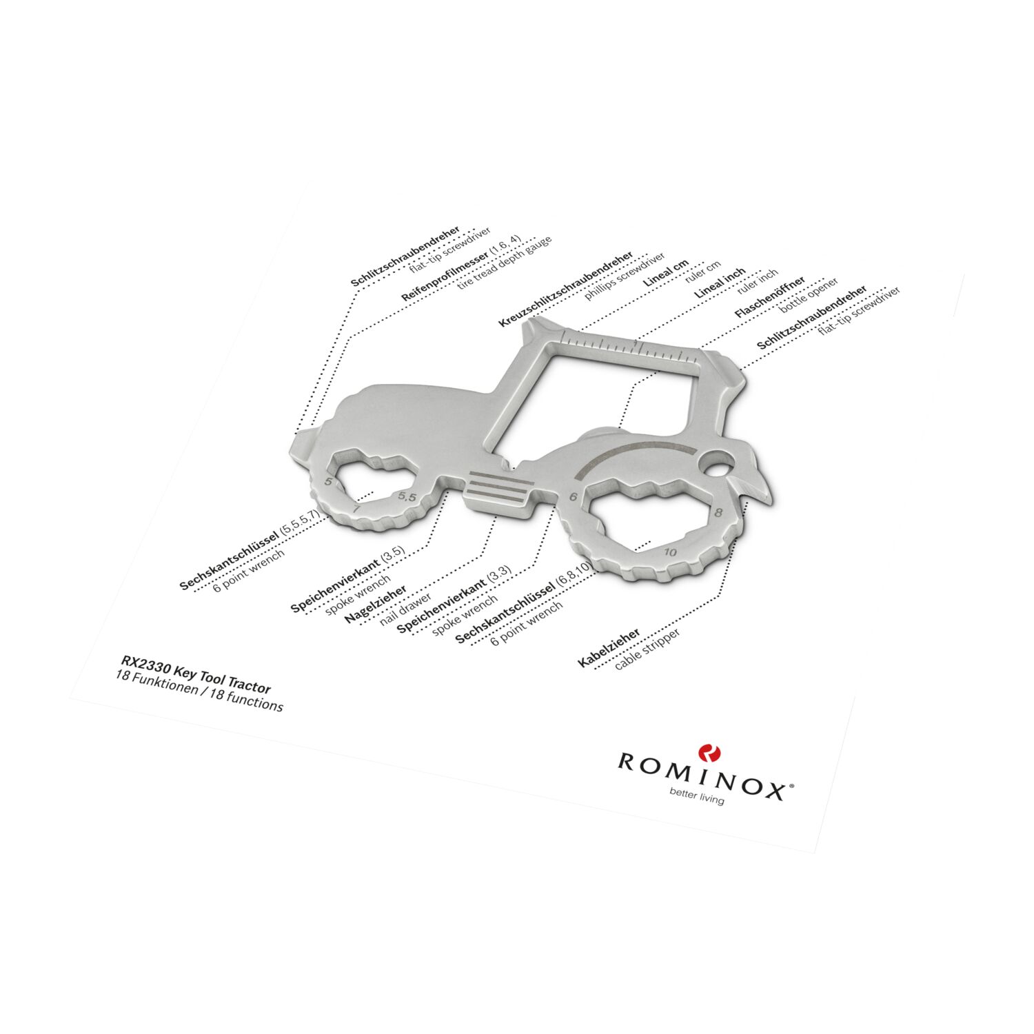 Geschenkartikel: ROMINOX® Key Tool Tractor / Traktor (18 Funktionen) im Motiv-Mäppchen Frohe Weihnachten