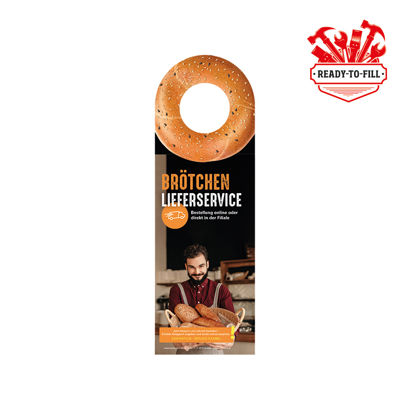 Werbeanhänger aus weißem Karton, kundengestelltes Füllgut