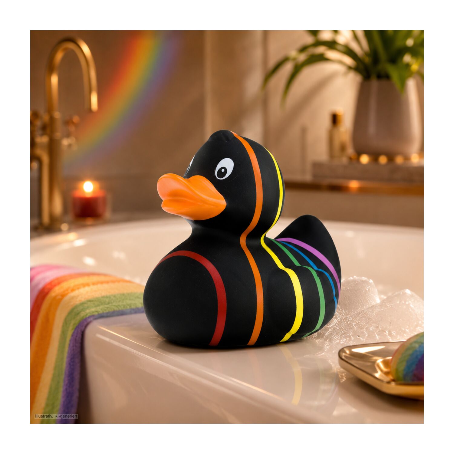 Werbeente Rebecca Regenbogen, ca. 8 cm