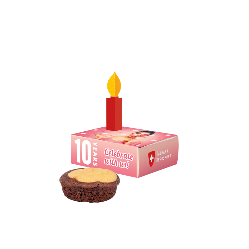 Minikuchen in Werbebox, Bahlsen Kuchensnack Marmor
