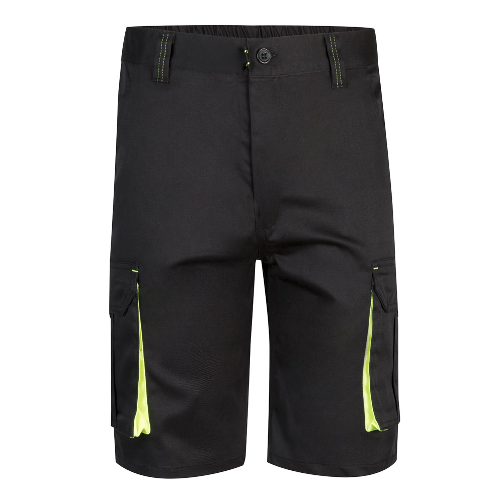 VL HEMERA Zweifarbige Stretch-Bermudashorts mit mehreren Taschen (240 g / m²) aus Baumwolle (46 %), EME (38 %) und Polyester (16 %)