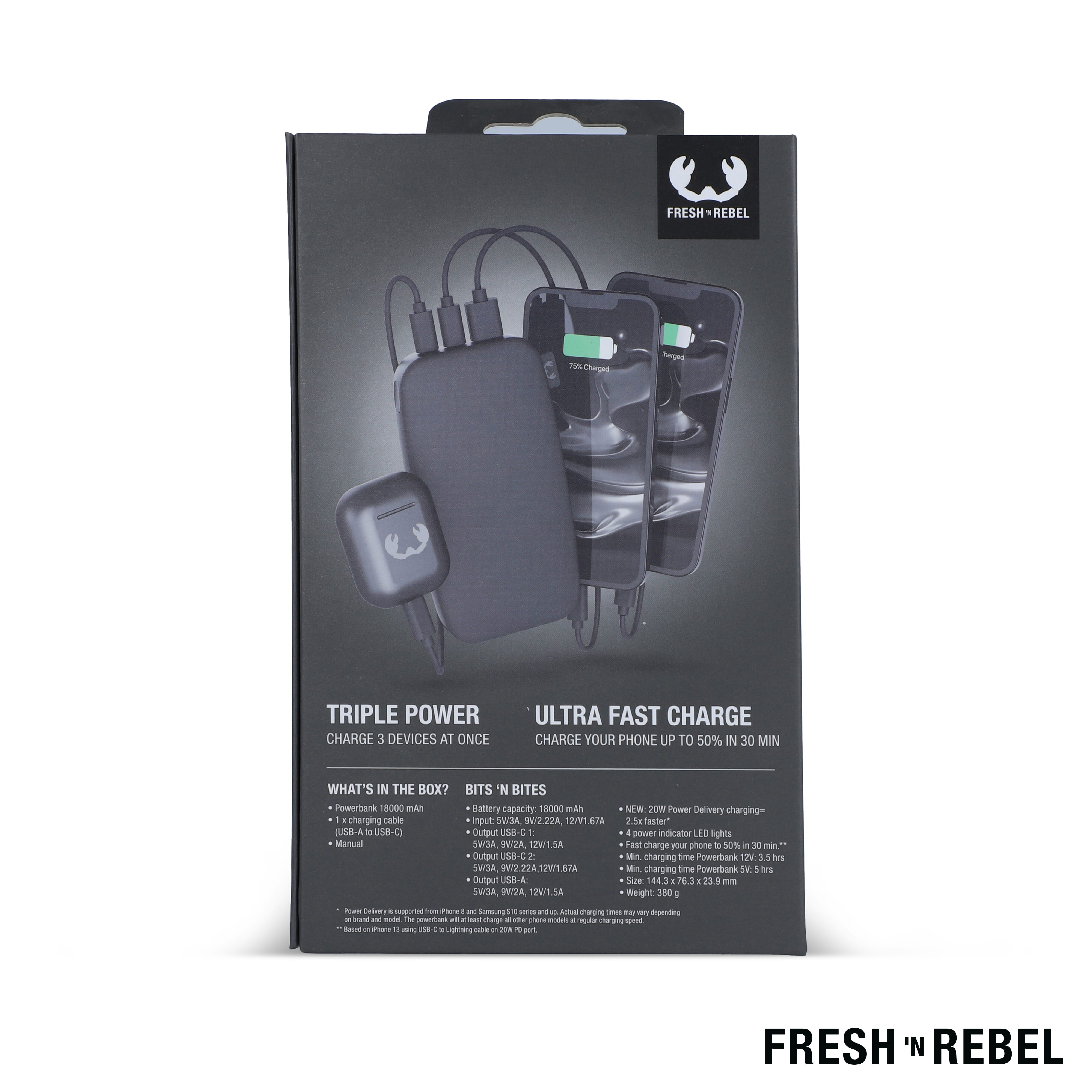 Fresh 'n Rebel Powerbank 18000mAh USB-C Fast Charging 20W