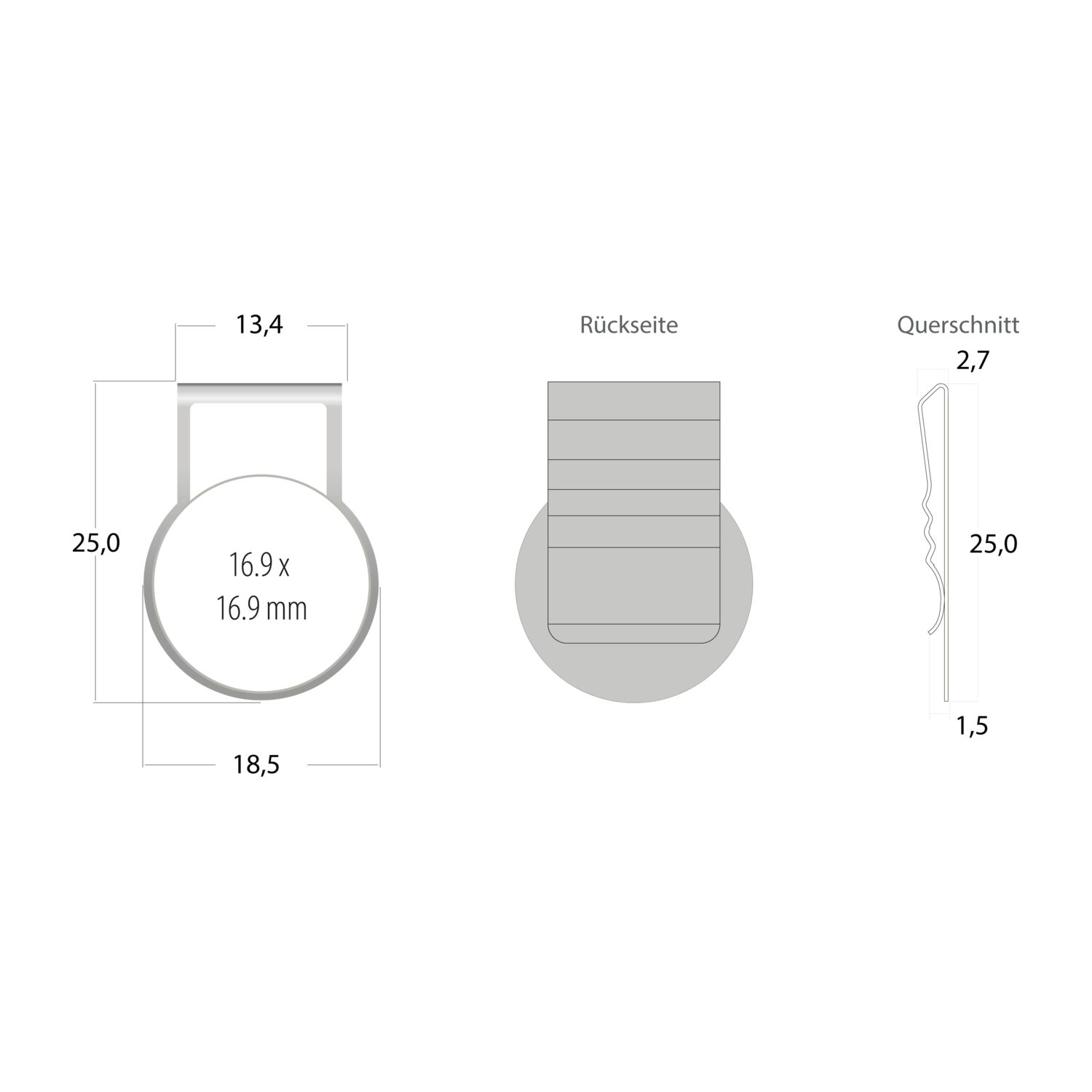 ROMINOX® Mehrweg-Büroklammer Shape Clip Variante E, idealer Mailingartikel für Dokumente, bis zu 18 Seiten Klemmkraft