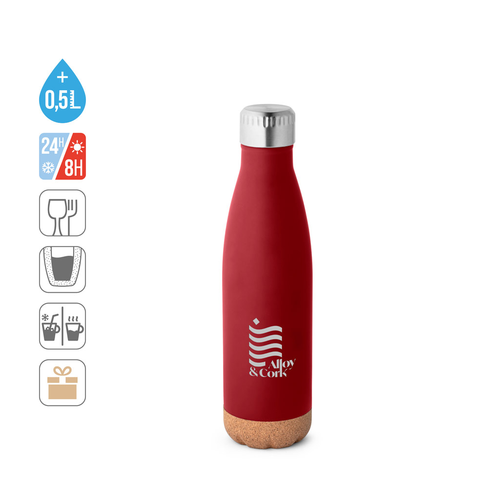 SOLBERG Thermosflasche aus Edelstahl und Korkboden, 560 ml